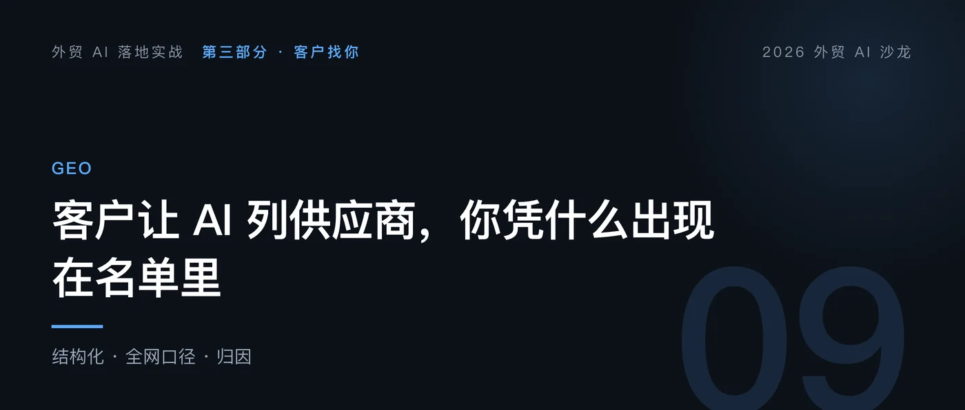 客户让 AI 列供应商，你凭什么出现在名单里｜外贸 AI 落地实战 第 9 篇